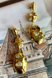 Large Pearl Cross Earrings