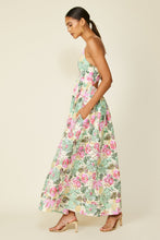 line and dot floral maxi dress