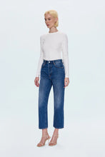 Side view of Cassie high-rise cropped straight leg jeans
