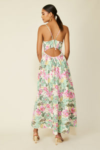 floral playa maxi dress line and dot