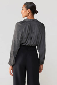 grey long sleeve sateen blouse
