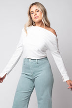 off the shoulder line and dot long sleeve
