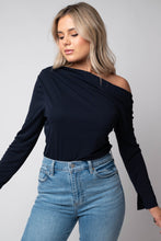 line and dot off the shoulder top