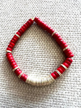 Red and Gold Magnesite Bracelet