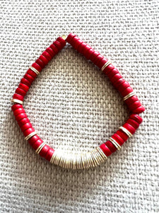 Red and Gold Magnesite Bracelet
