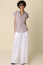 Olivaceous - Brielle Striped Flutter Sleeve Blouse: Brown / Contemporary / L