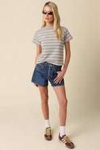 Olivaceous - Mila Stripe Baby Tee: Cream Brown / Contemporary / M