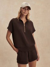 Ritchie Short Sleeve Half-Zip Sweat, Coffee Bean