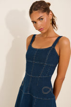 Western Embroidered Denim Midi Dress