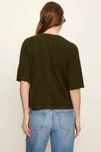 Olive Short Sleeve Cardigan in Kalamata with a button front