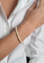 Bamboo Hinged Bangle by Anabel Aram – gold plated bracelet with crystal and enamel det