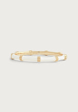 Close-up of Bamboo Hinged Bangle – gold plated with crystal accents