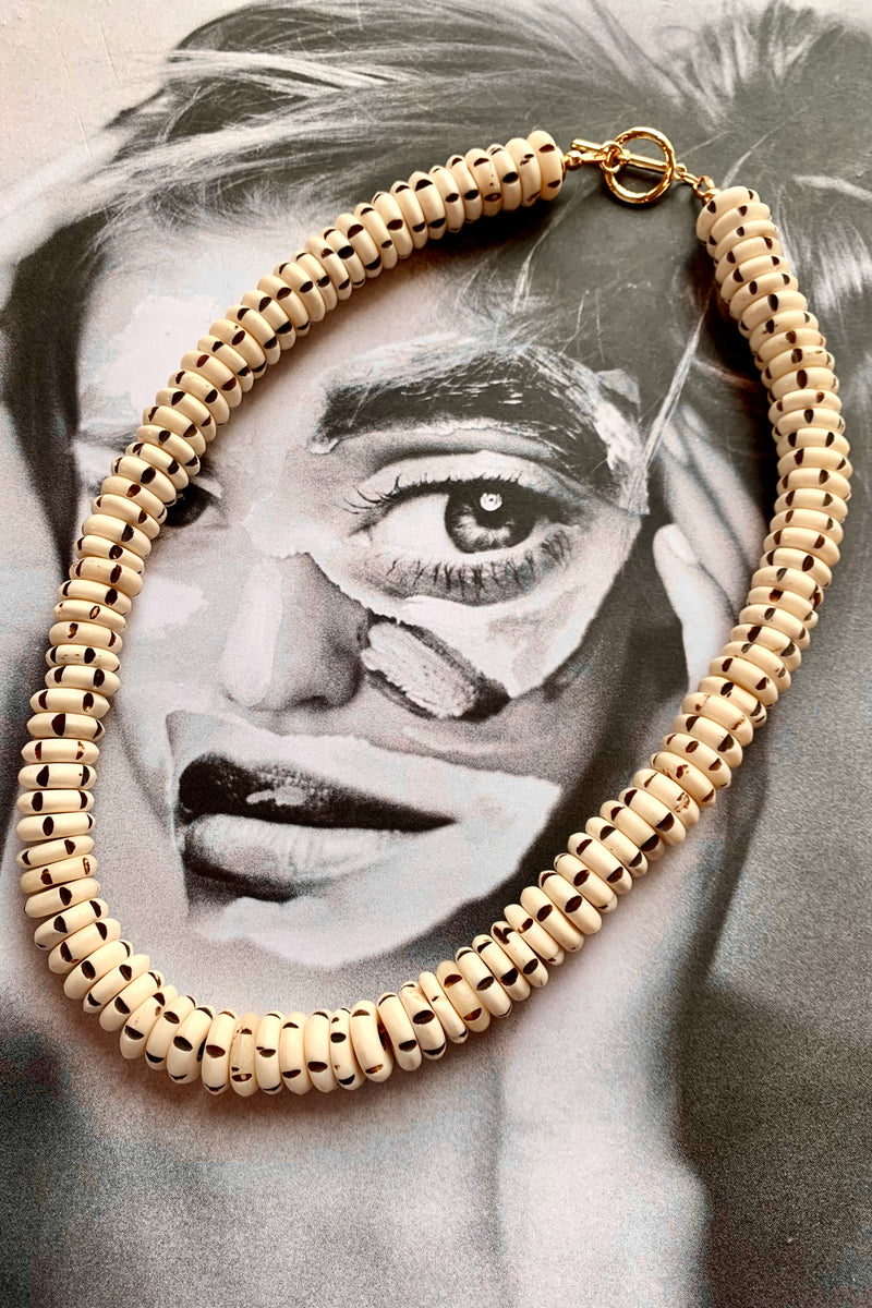 White Bone Mala Beaded Necklace