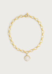 Pegasus Pearl Coin Pendant Necklace