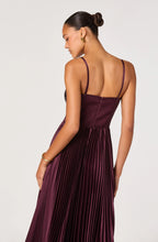 Elegant wine midi dress with twist bust, boned bodice, and adjustable straps
