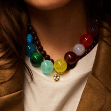 Lyonlee - Multicolor Oversized Beaded Statement Necklace: 4