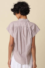 Olivaceous - Brielle Striped Flutter Sleeve Blouse: Brown / Contemporary / S