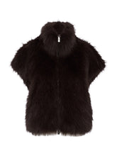 Dark brown Silky Fur Vest with a plush texture