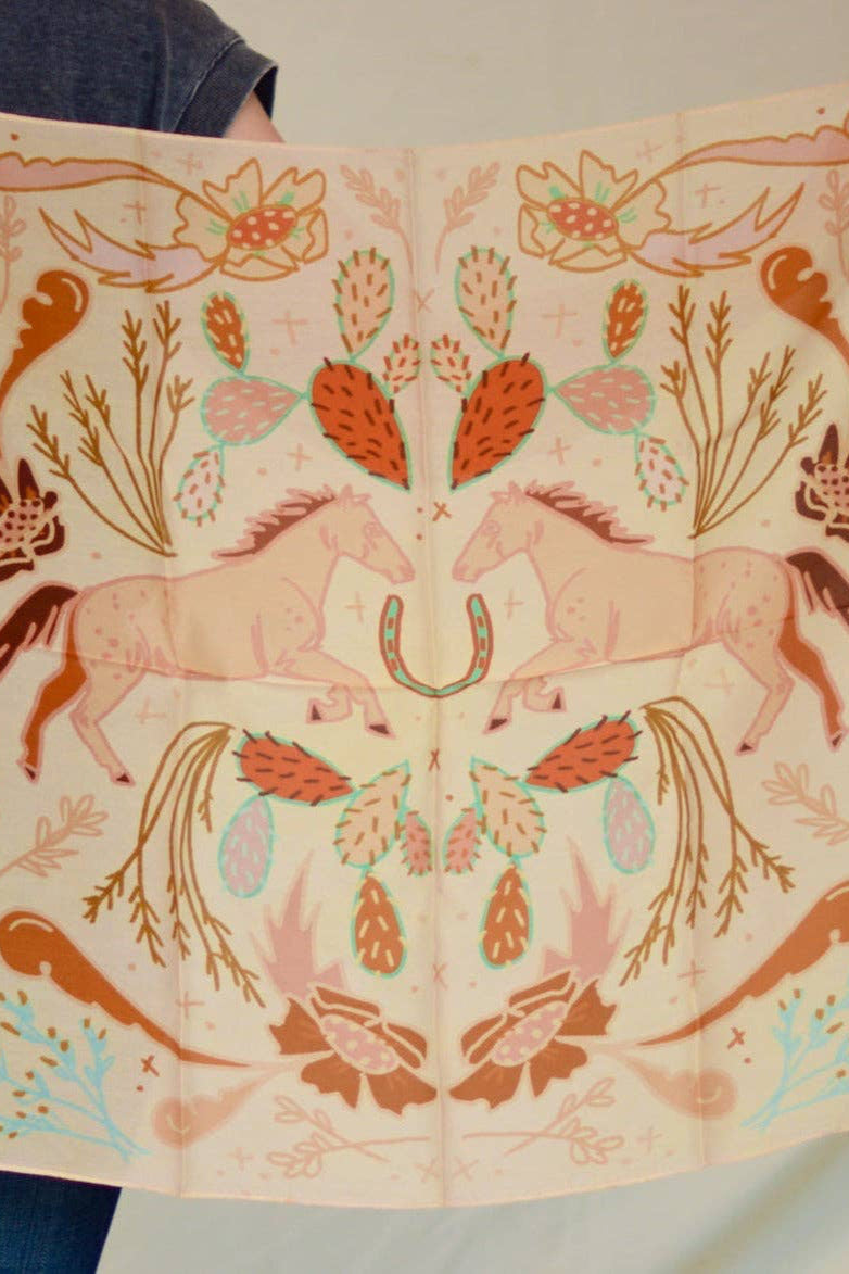 Wild Horse Prairies in Peach Cowgirl Wild Rag Scarf