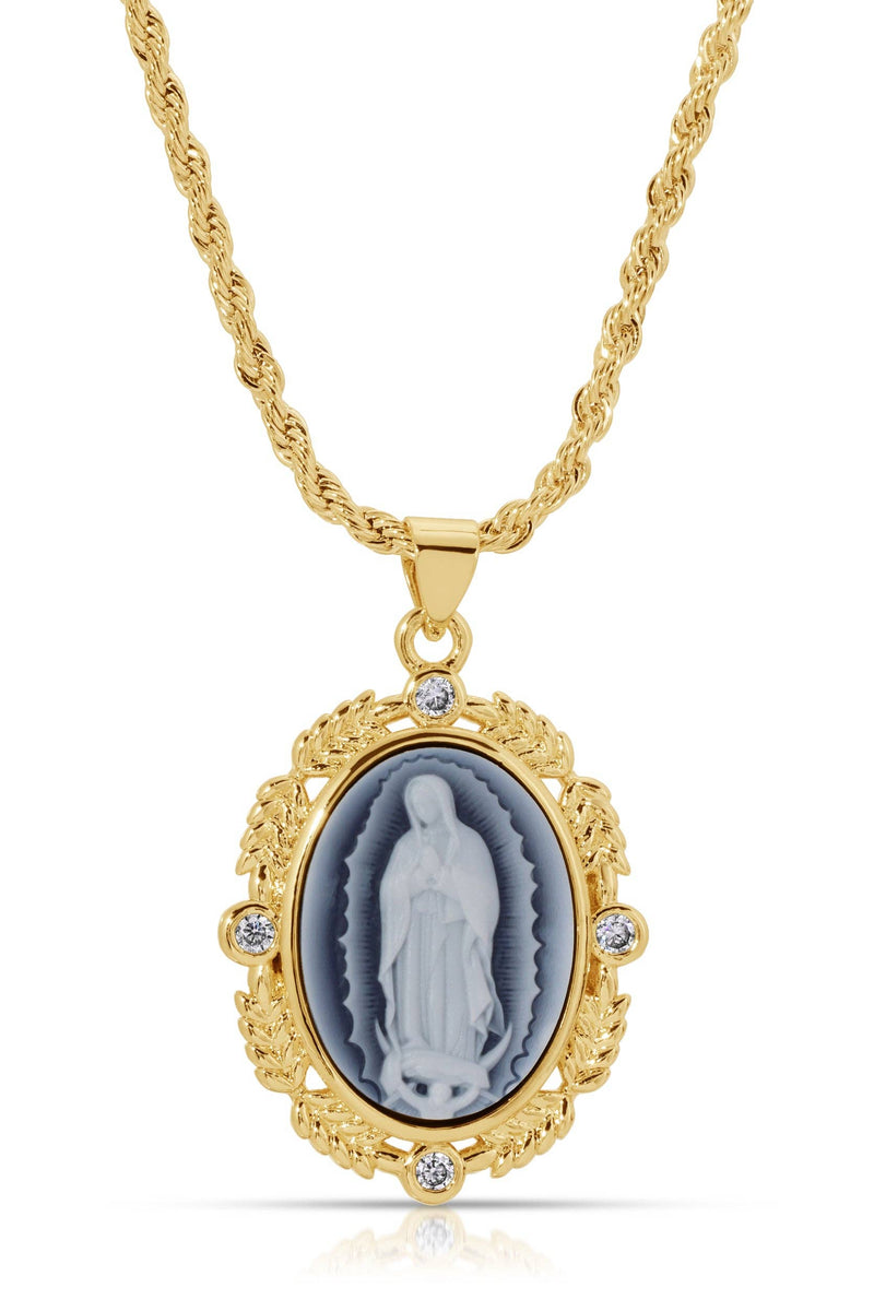 French Blue Cameo Mary Necklace