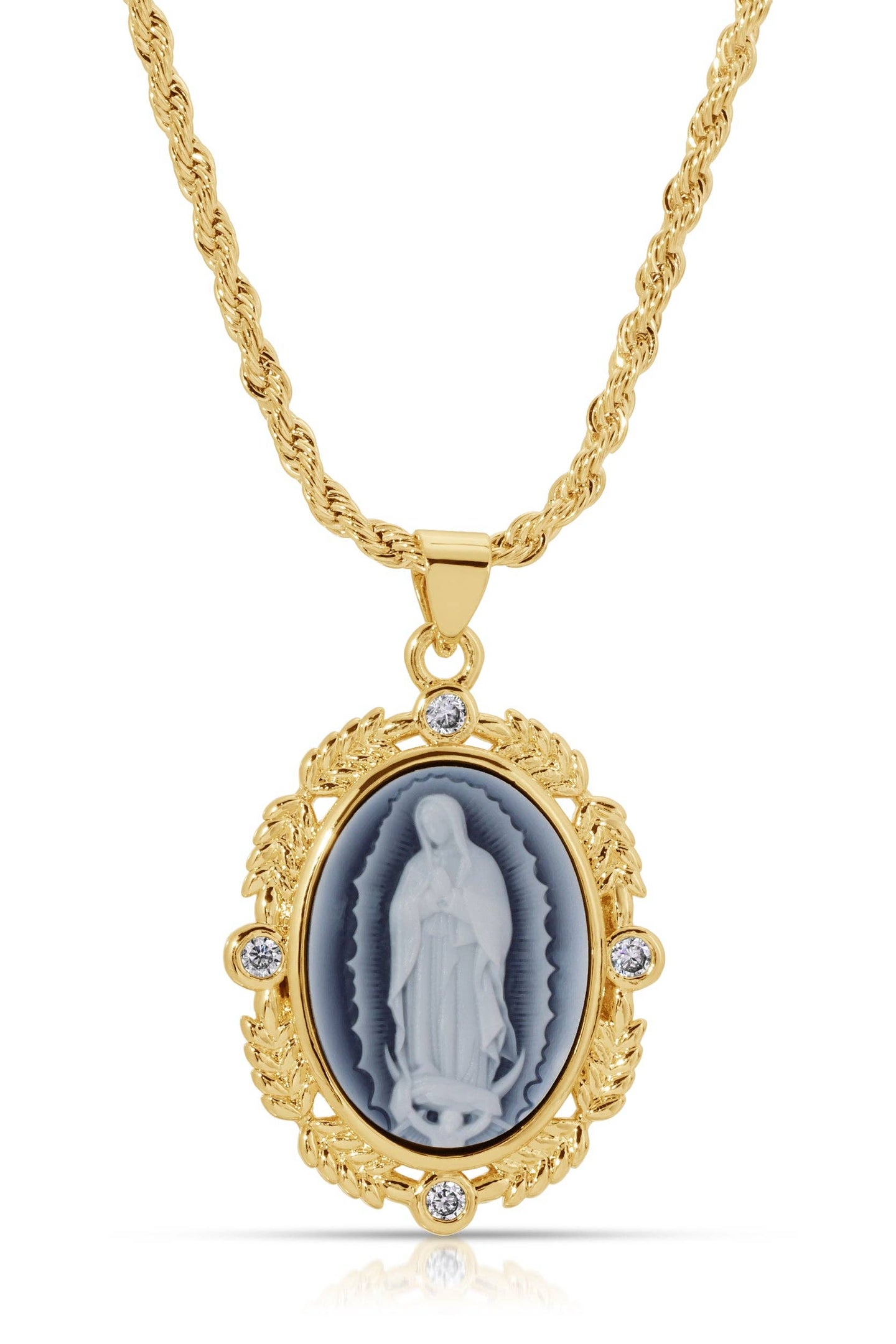 French Blue Cameo Mary Necklace