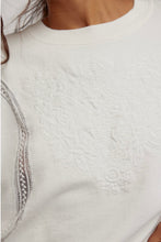 White Love Lace Sweatshirt with curved lace panels