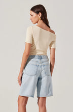 Asymmetrical neckline and fitted design on the Saylah Top by ASTR the Label