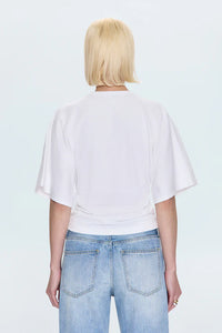 Clean, minimal white tee with structure and softness
