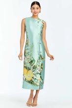 Mestiza New York Serena Midi Dress - Front view showing citron tableau print and elegant silhouette