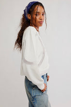 White Love Lace Sweatshirt with curved lace panels