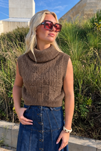 Brown Marlene Top with a sleeveless shape and chunky roll neck