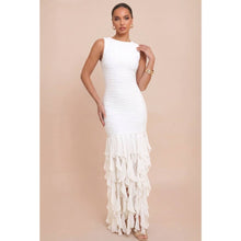 Luxxel - CROCHET RUFFLE HEM DRESS: TAUPE / S-M-L(2-2-2)