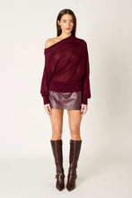 NIA Beatrice Sweater in Plum, full-length front model view