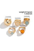 Lyonlee - Chunky Ring Set with Gemstones: 3