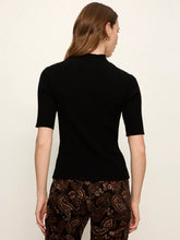 Black High Neck Ribbed Top with short sleeves