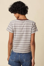 Olivaceous - Mila Stripe Baby Tee: Cream Brown / Contemporary / M