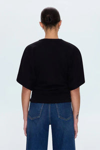 Back view of kimono-sleeve Pistola tee in Noir