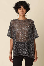 Olivaceous - Rena Sequin Mesh Top: Brown / Contemporary / S