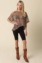 Olivaceous - Rena Sequin Mesh Top: Brown / Contemporary / S