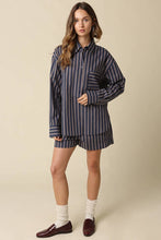 Olivaceous - Hunter Stripe Lounge Shorts: Navy Brown / Contemporary / S