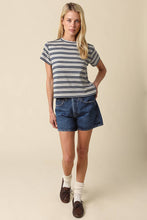 Olivaceous - Mila Stripe Baby Tee: Cream Brown / Contemporary / M