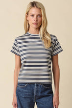 Olivaceous - Mila Stripe Baby Tee: Cream Brown / Contemporary / M