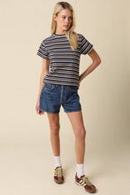 Olivaceous - Riley Multi Stripe Tee: Navy Cream Mocha / S