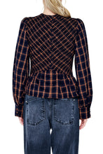 Larue Plaid Smocked Long Sleeve Top