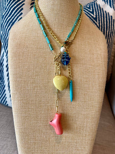 Magnesite Cube Bead Charm Necklace