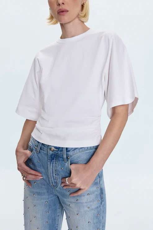Veronica tee in Le Blanc by Pistola with wide sleeves
