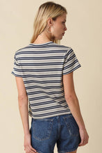 Olivaceous - Mila Stripe Baby Tee: Cream Brown / Contemporary / M