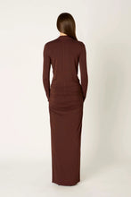 NIA Rosalind Chocolate knit top, back model view