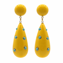 Michael Nash Jewelry - Kathryn Yellow And Turquoise Drop Polka Dot Earrings