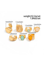 Lyonlee - Chunky Ring Set with Gemstones: 4